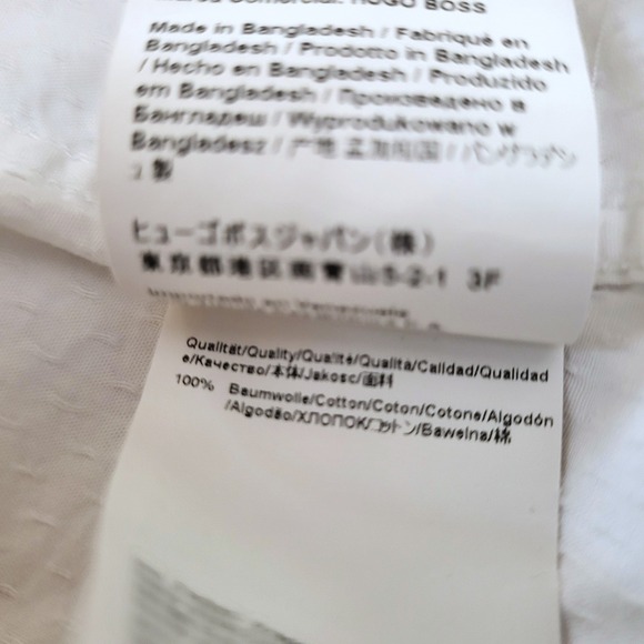 Hugo Boss Crisp White Structured Textured Slim Fit Tailored Button Down Blouse S - Picture 9 of 12